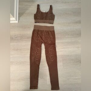 Brown snakeskin workout set size XS/S